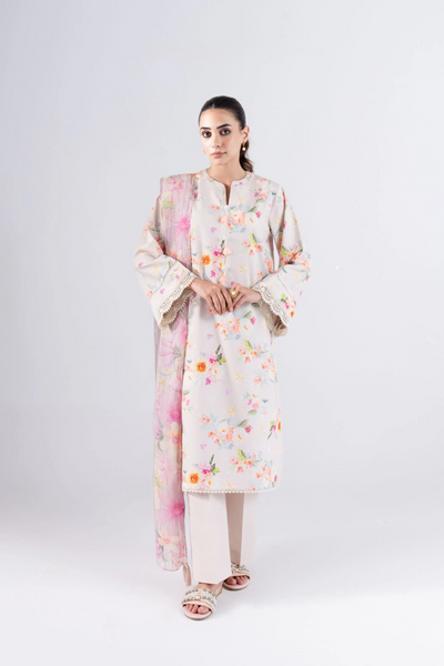 3 Piece - Printed Lawn Suit - MLD1-08